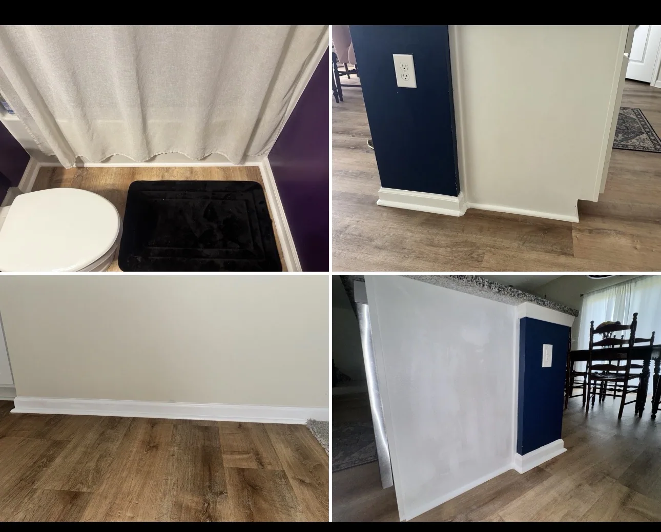 Interior trim details around rooms and baseboards